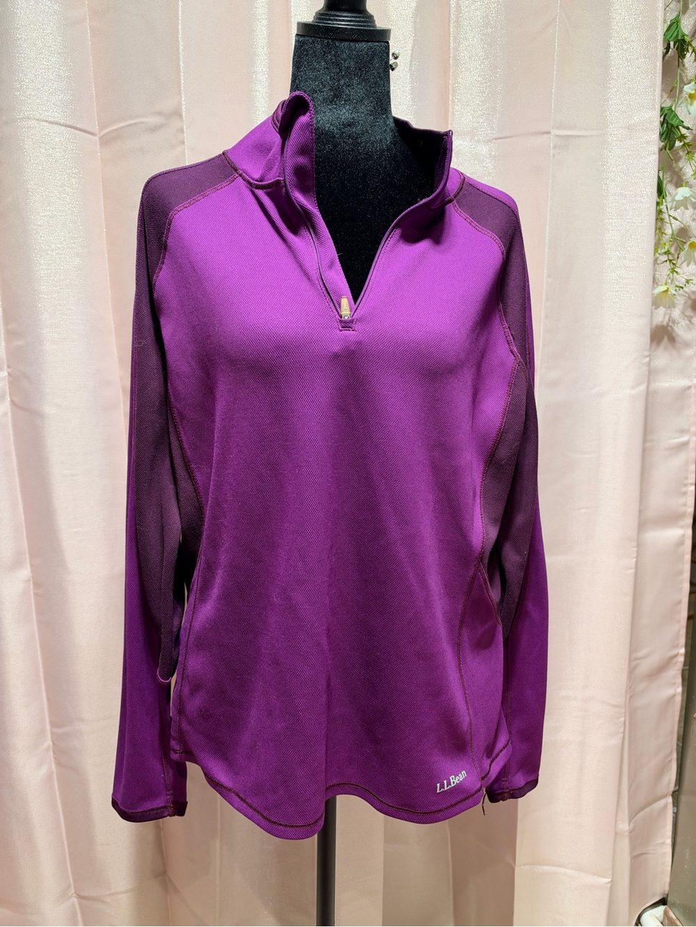 L.L. Bean Purple Quarter-Zip Active Pullover